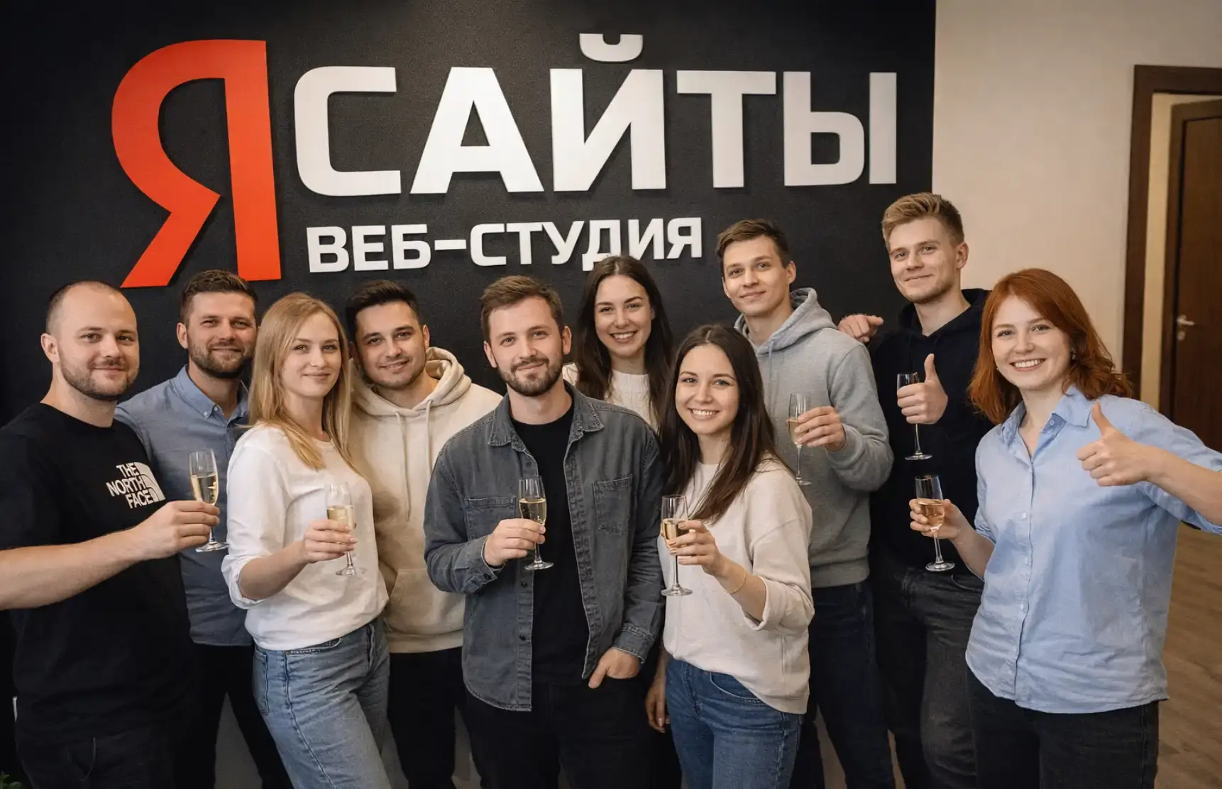 Команда веб-студии Ясайты в офисе